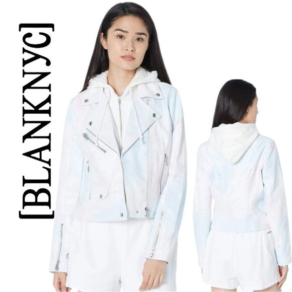 Blank NYC Tie-Dye Light My‎ Fire Faux Leather Motorcycle Jacket - Size XS - Picture 1 of 3